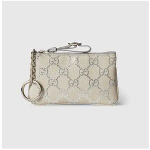 Gucci Gg Emblem Key Pouch Silver Toned NWT